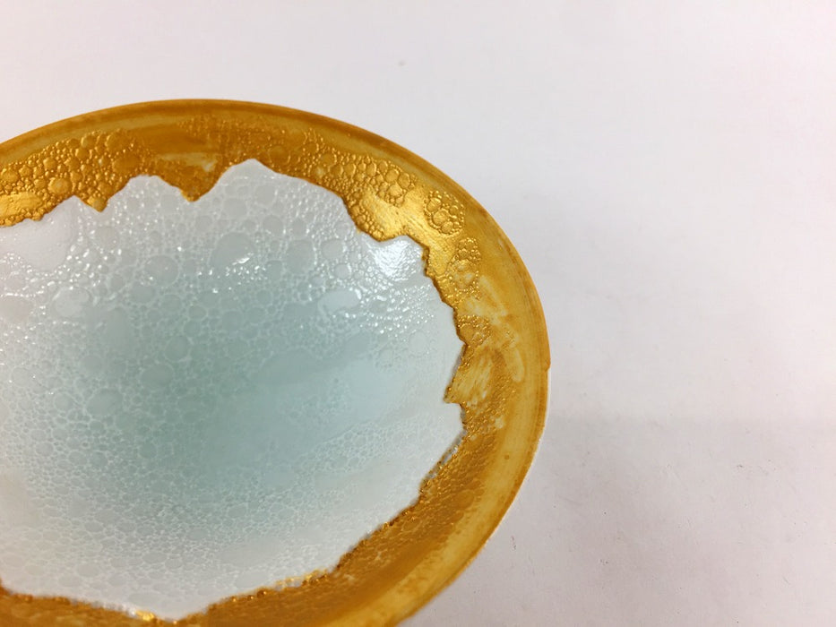 【SALE】青磁吹白泡雲金　稜線彫3寸小付　10cm　有田焼【訳あり】