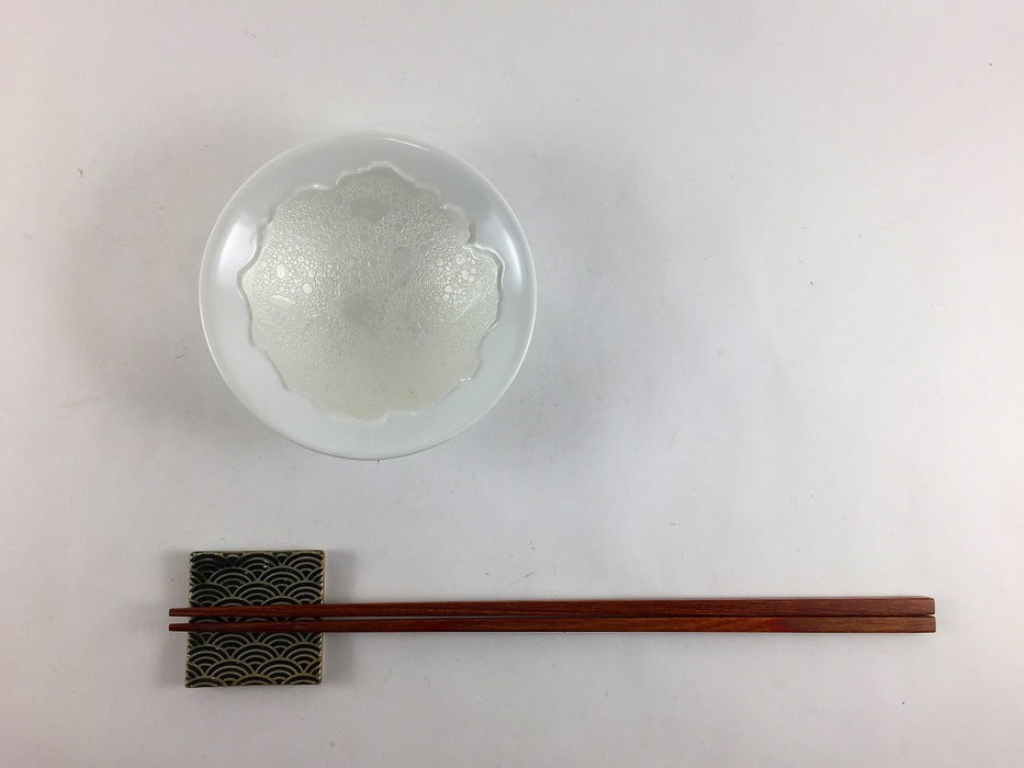 【SALE】白マット白泡雲銀　稜線彫3寸小付　10cm　有田焼【訳あり】