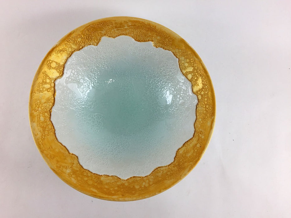 【SALE】青磁吹白泡雲金　稜線彫5.5寸小丼　16cm　有田焼【訳あり】