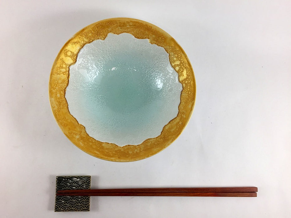 【SALE】青磁吹白泡雲金　稜線彫5.5寸小丼　16cm　有田焼【訳あり】