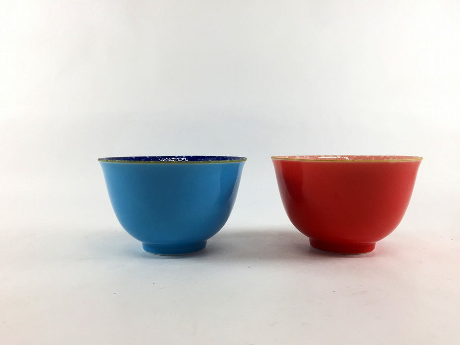 【SALE】煎茶　(ブルー/レッド)　麻の葉　9cm　美濃焼【訳あり】