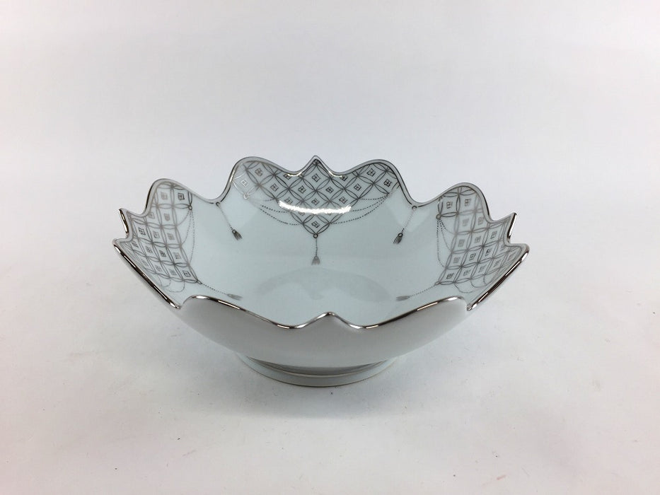 【SALE】145輪花鉢　銀彩七宝瓔珞紋　14cm　有田焼【訳あり】