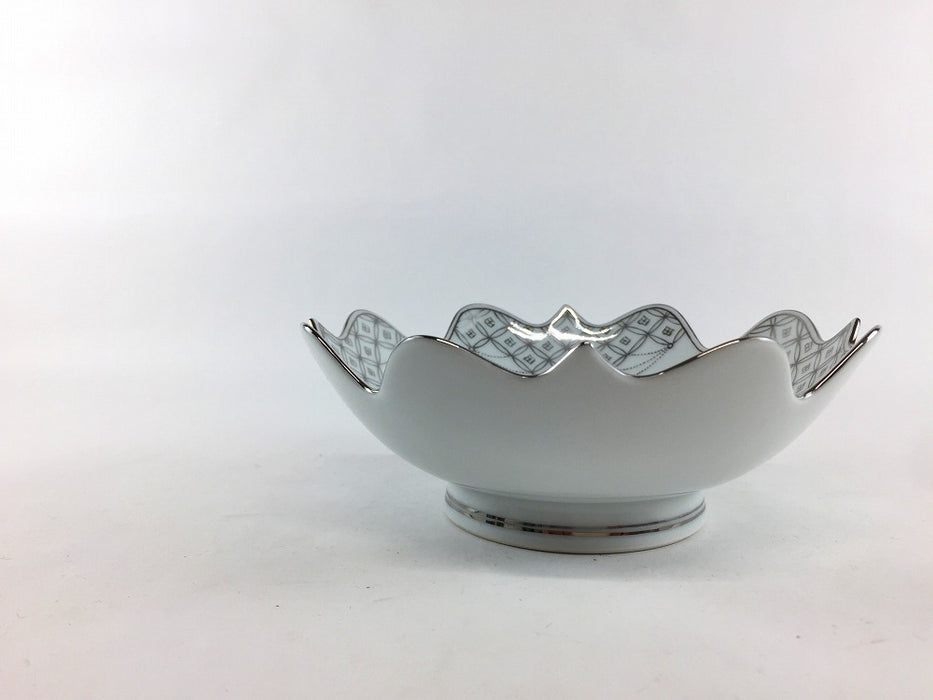 【SALE】145輪花鉢　銀彩七宝瓔珞紋　14cm　有田焼【訳あり】