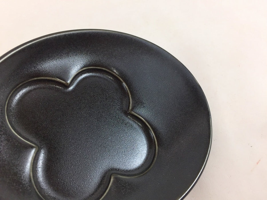 【SALE】小判クローバ小皿　黒　12cm　有田焼【訳あり】
