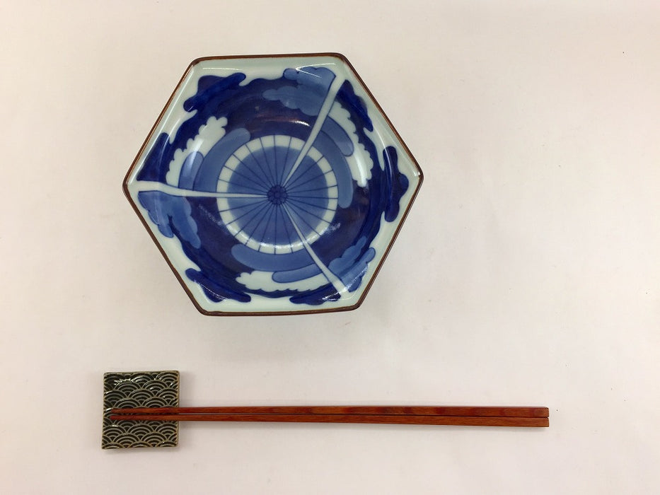 傘絵　六角小鉢　16cm　有田焼(j.R)