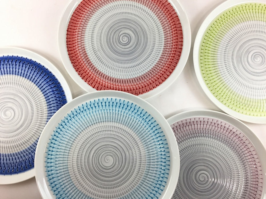 【皿/プレート/中皿】色染流し21cm丸プレート　(赤/青/グリーン/パープル/トルコブルー) 　波佐見焼(j.R)