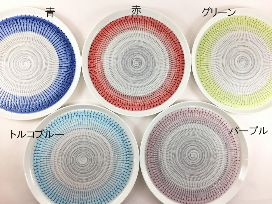 【皿/プレート/中皿】色染流し21cm丸プレート　(赤/青/グリーン/パープル/トルコブルー) 　波佐見焼(j.R)