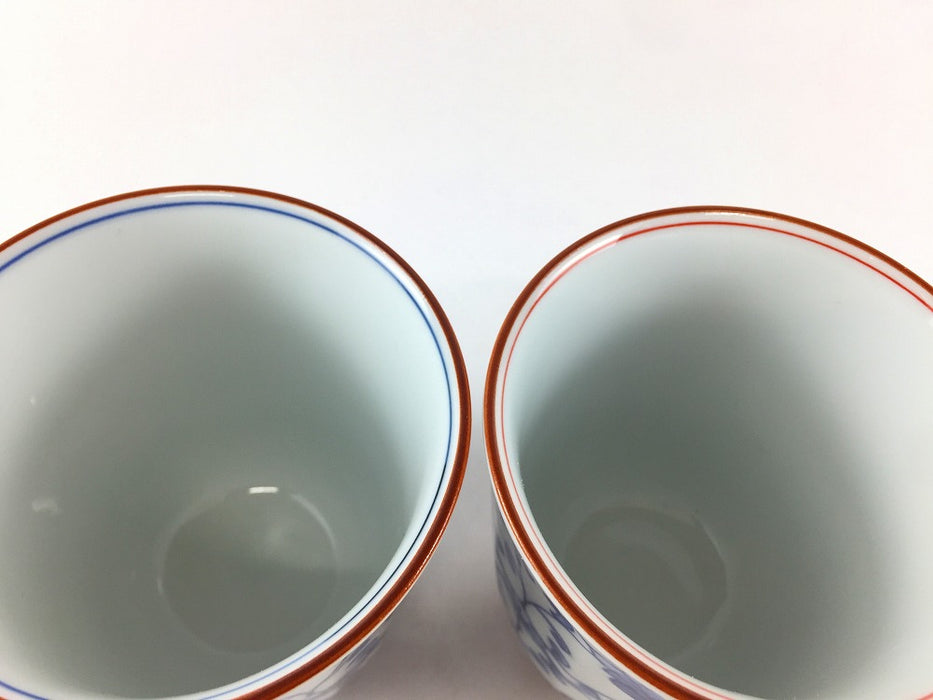 マグカップ　京唐草櫛目　(青/赤)　400cc　波佐見焼(j.R)