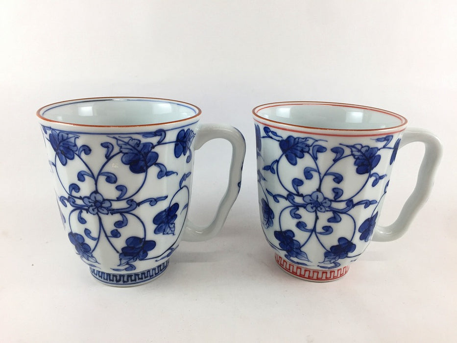 マグカップ　京唐草櫛目　(青/赤)　400cc　波佐見焼(j.R)