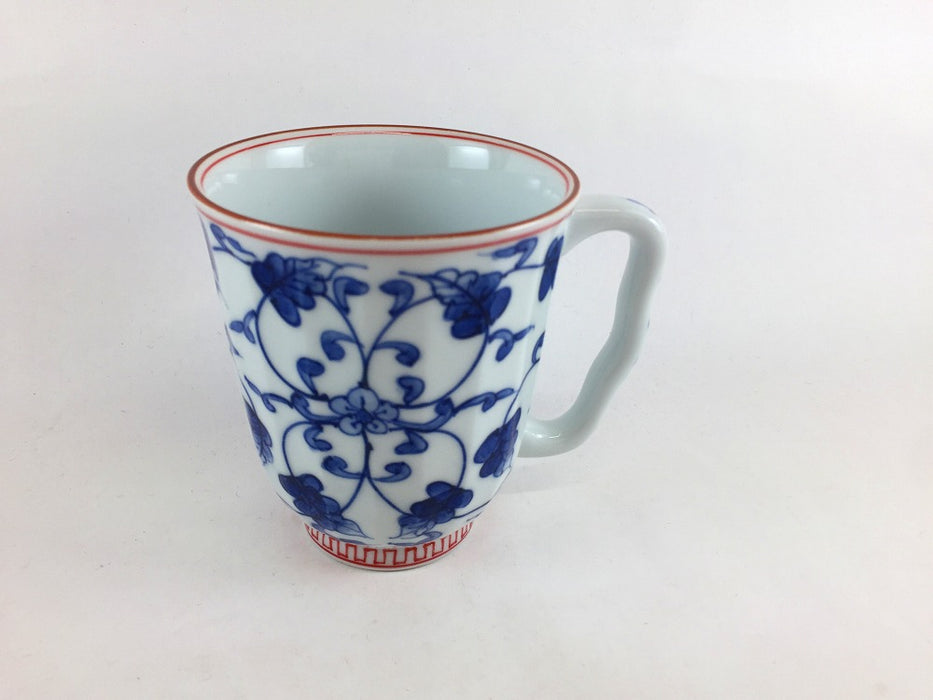 マグカップ　京唐草櫛目　(青/赤)　400cc　波佐見焼(j.R)