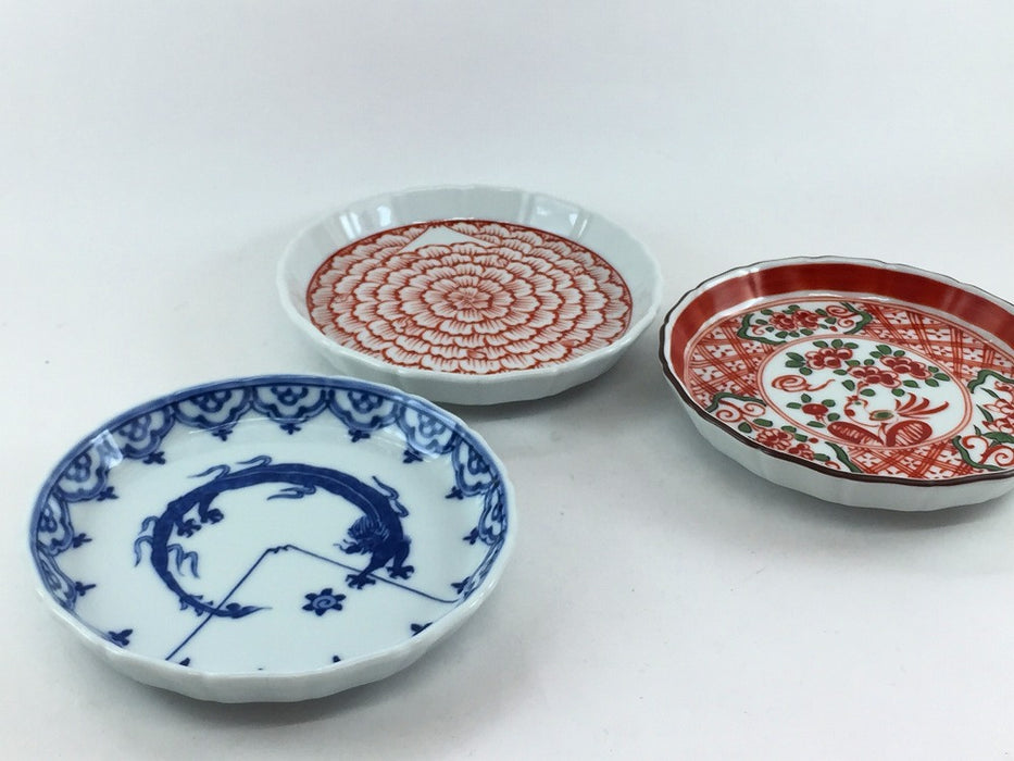 13cm立渕皿　(3柄)　吉田焼(肥前有田焼)　(j.R)