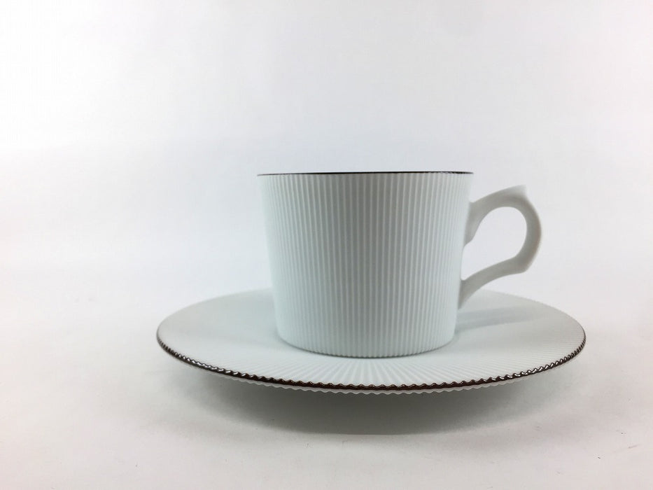 渕錆白磁ブラスト　鎬コーヒーカップ&ソーサー　200cc　有田焼(j.R)