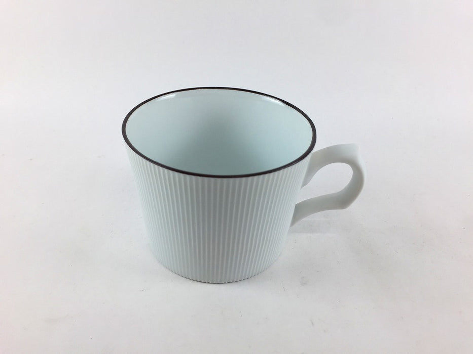 渕錆白磁ブラスト　鎬コーヒーカップ&ソーサー　200cc　有田焼(j.R)