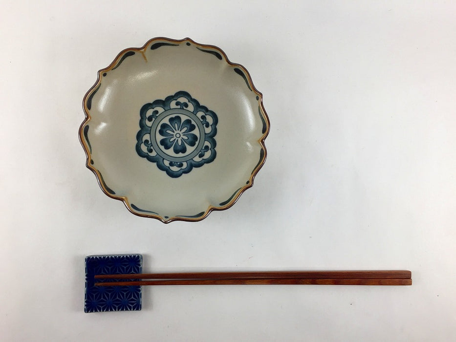 古染花弁紋　桔梗渕4寸皿　13cm　有田焼(j.R)