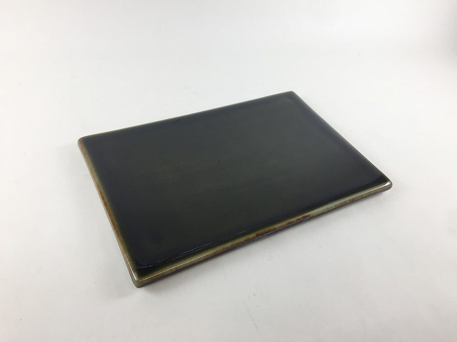 【SALE】三つ足長角プレート　苔色　有田焼【訳あり】