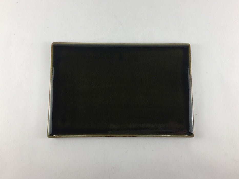 【SALE】三つ足長角プレート　苔色　有田焼【訳あり】