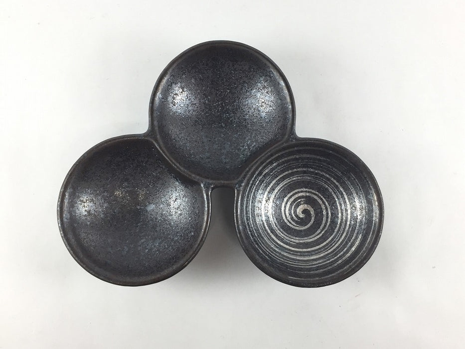三品小皿　黒鉄1銀かすり　18cm　有田焼