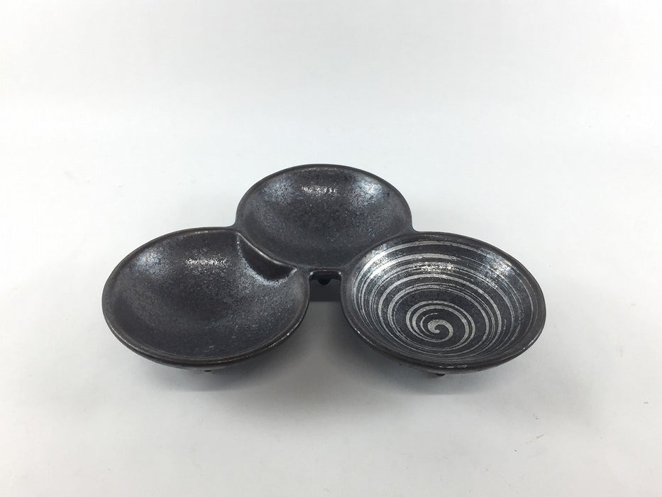 三品小皿　黒鉄1銀かすり　18cm　有田焼