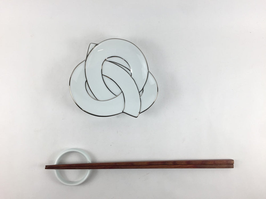 【SALE】結び小皿　銀線　11cm　有田焼【訳あり】