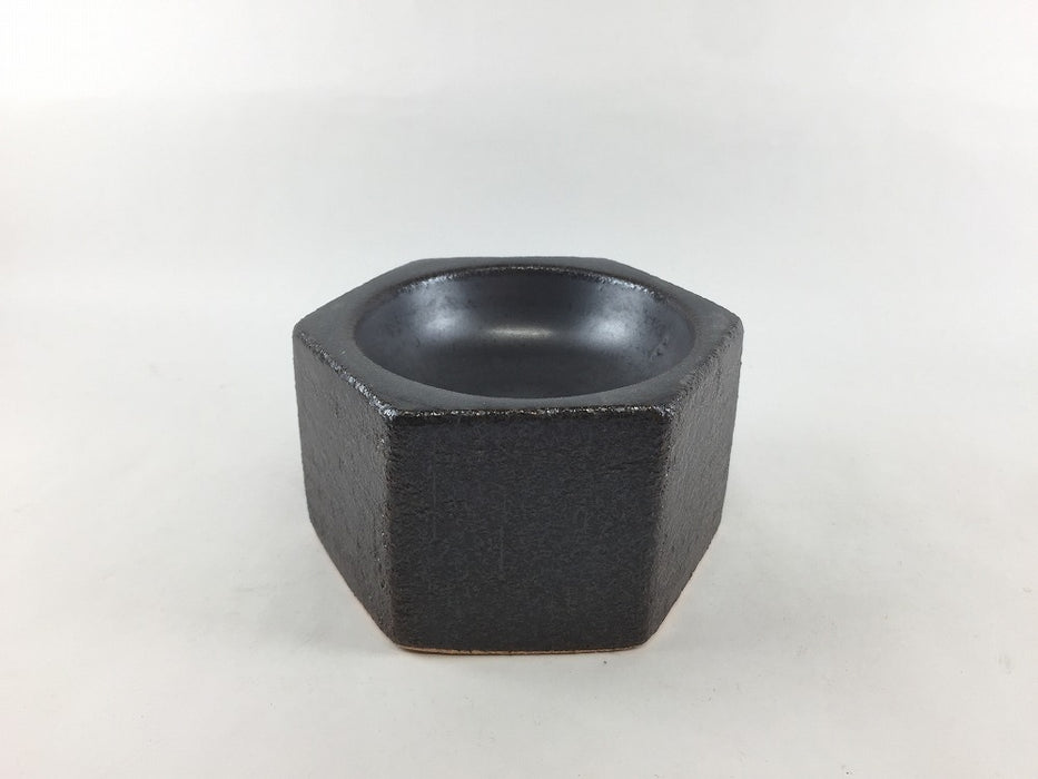 【SALE】11cm六角石焼　茶黒　有田焼【訳あり】【直火対応】