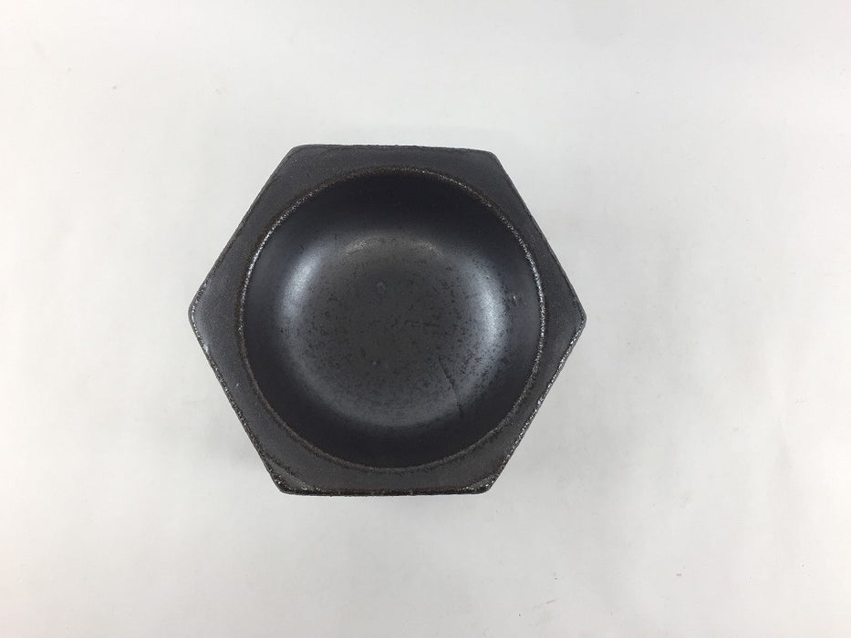 【SALE】11cm六角石焼　茶黒　有田焼【訳あり】【直火対応】