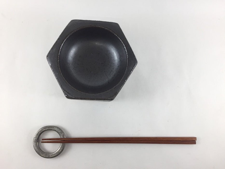 【SALE】11cm六角石焼　茶黒　有田焼【訳あり】【直火対応】