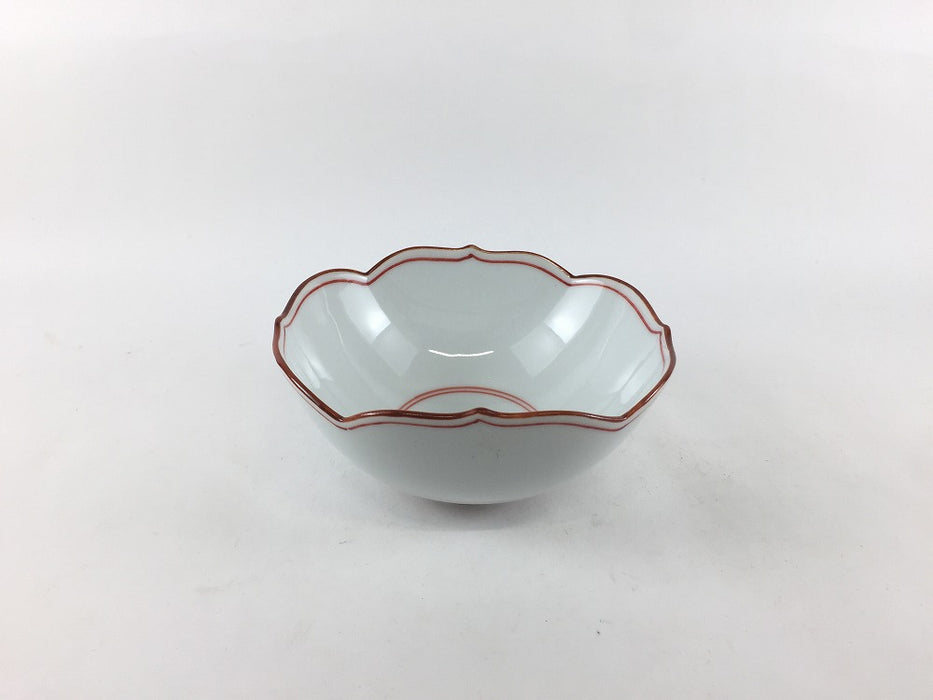 【SALE】110桔梗楕円小鉢　渕錆見込赤筋　11cm　波佐見焼 【訳あり】