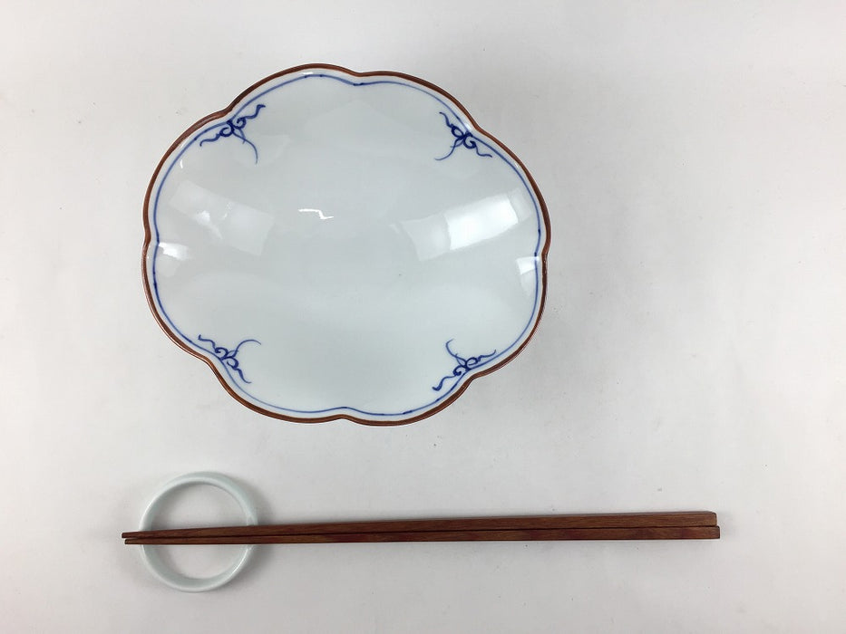 【SALE】瓔珞(青)　菊型楕円皿(A/B/C)　15cm　波佐見焼【訳あり】