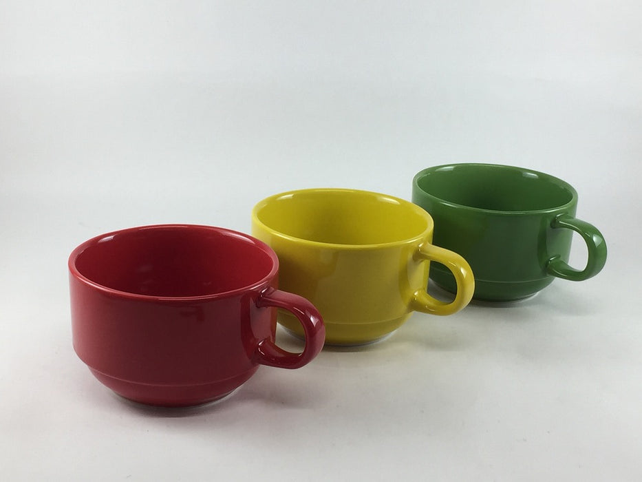 スタックスープカップ　(レッド/イエロー/グリーン)　340cc　波佐見焼 (j.R)