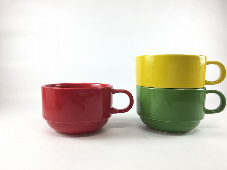 スタックスープカップ　(レッド/イエロー/グリーン)　340cc　波佐見焼 (j.R)