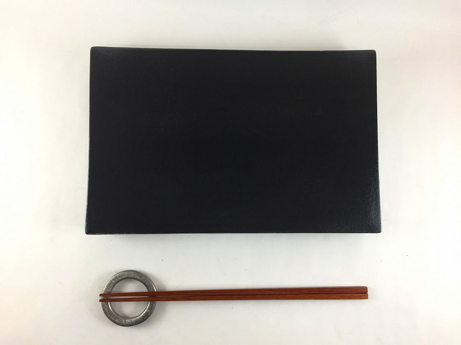 【SALE】墨黒　長角台皿　25cm　有田焼【訳あり】