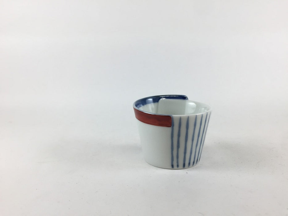 50cc曲げ輪盃珍味　十草赤帯　5cm　有田焼(j.R)