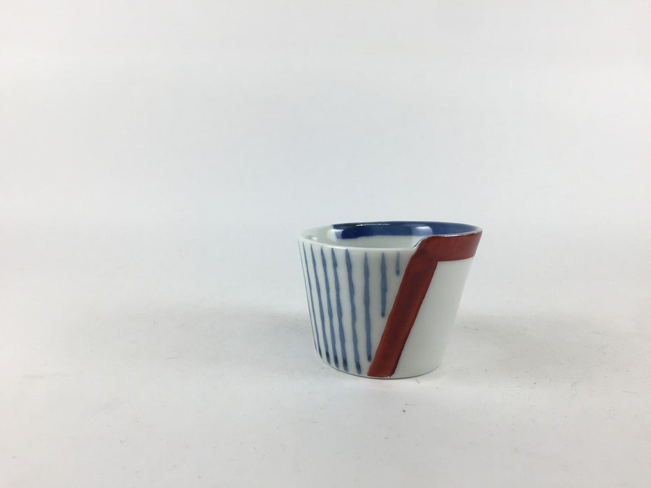 50cc曲げ輪盃珍味　十草赤帯　5cm　有田焼(j.R)