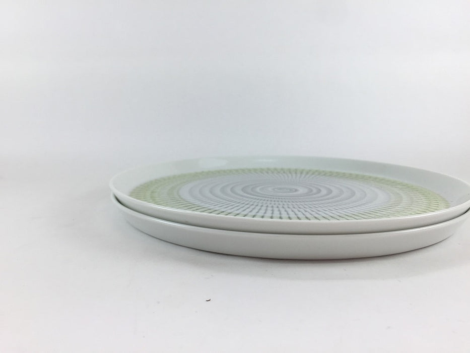 【SALE】色染流し21cm丸プレート　(グリーン/レッド/ブルー) 　波佐見焼【訳あり】