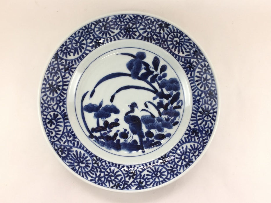 【SALE】24cmリム皿　呉須花鳥唐草　美濃焼【訳あり】