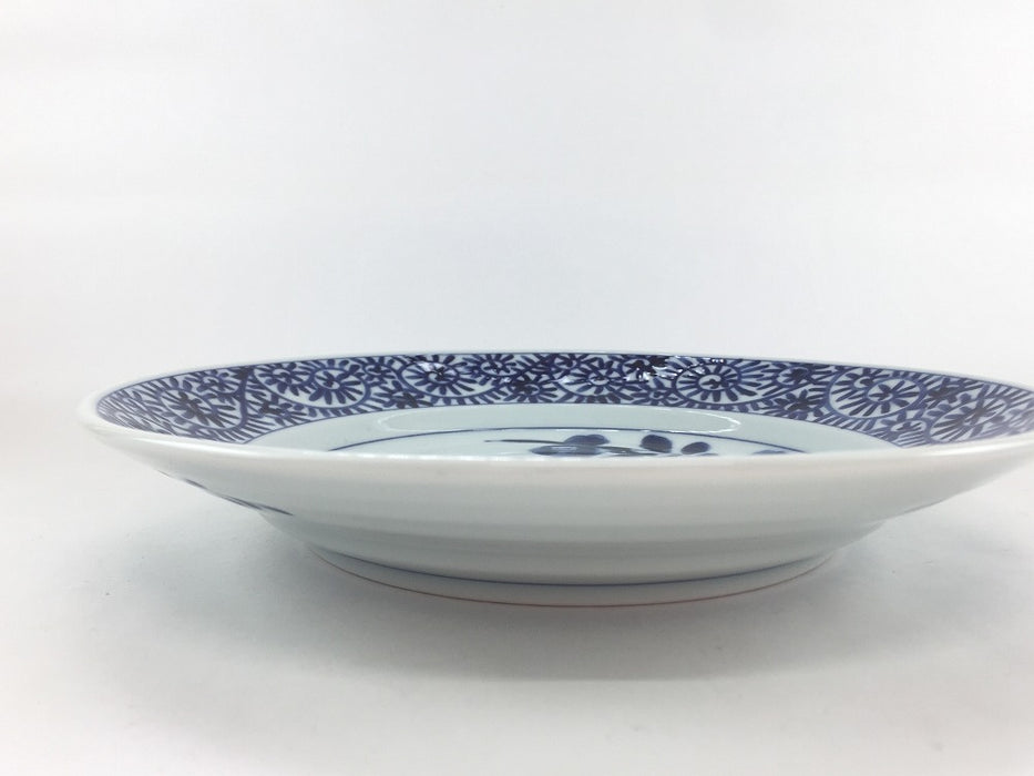 【SALE】24cmリム皿　呉須花鳥唐草　美濃焼【訳あり】