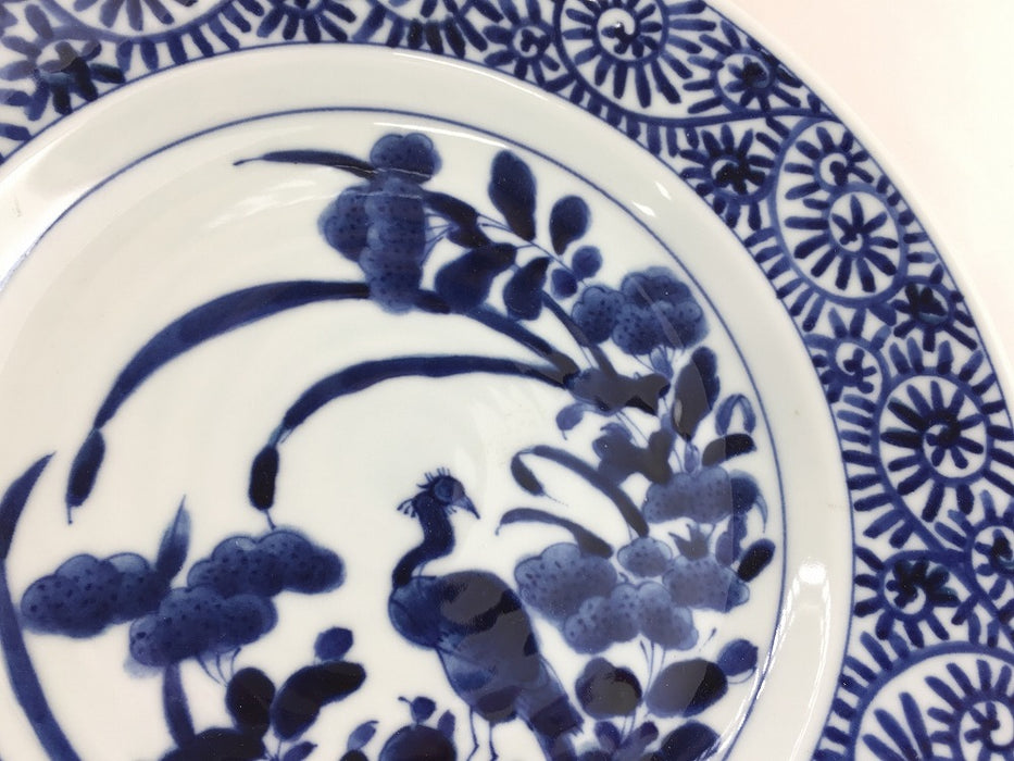 【SALE】24cmリム皿　呉須花鳥唐草　美濃焼【訳あり】