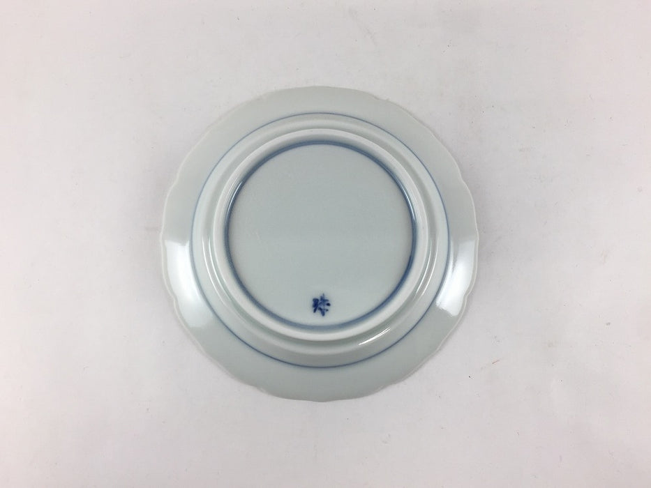 13cm輪花小皿　染錦更紗紋　7cm　有田焼　(j.R)