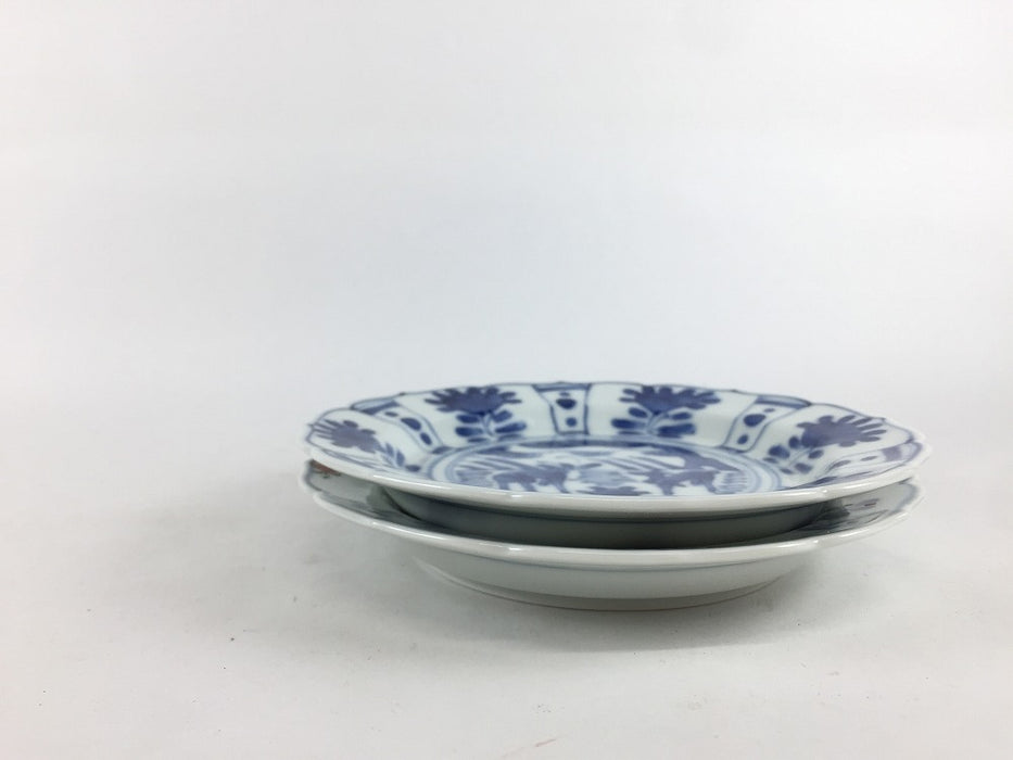 13cm輪花小皿　(染付芙蓉手双鹿図/天啓花蝶)　7cm　有田焼　(j.R)