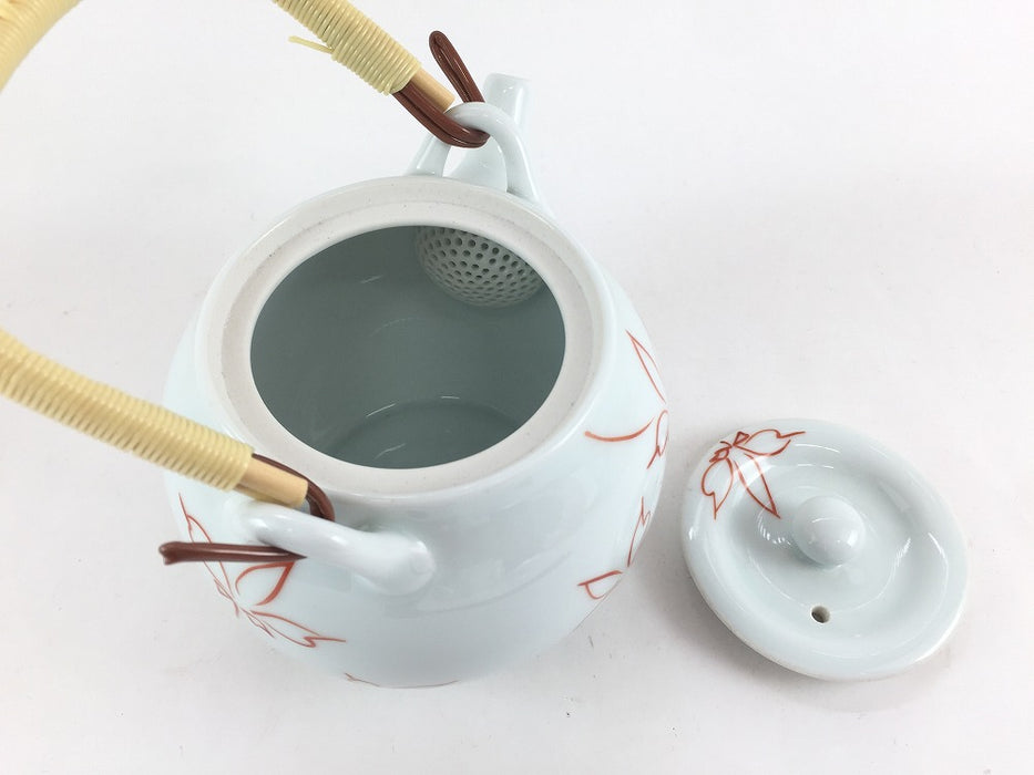 【SALE】500cc土瓶赤線うこぎ　ツル付　11cm　伊万里焼 【訳あり】