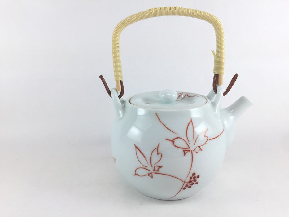 【SALE】500cc土瓶赤線うこぎ　ツル付　11cm　伊万里焼 【訳あり】