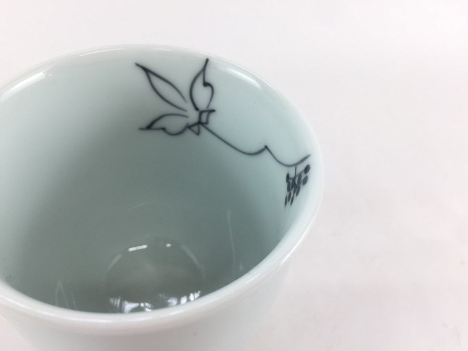 【SALE】200cc湯呑　黒線うこぎ　8cm　伊万里焼【訳あり】