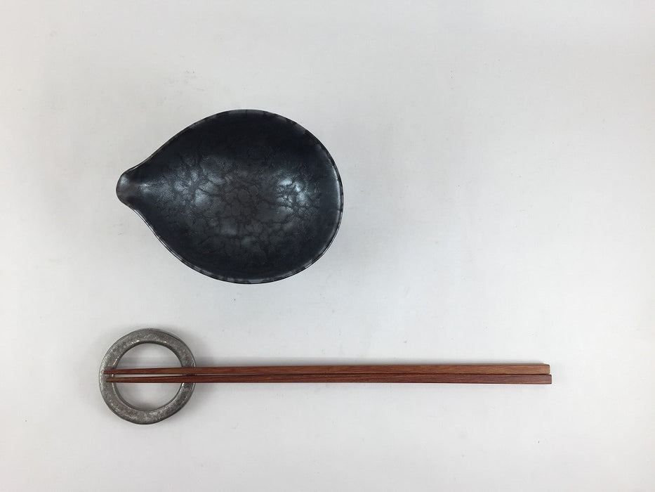 リップボール　黒サビ絞りマット　11cm　有田焼　(j.R)