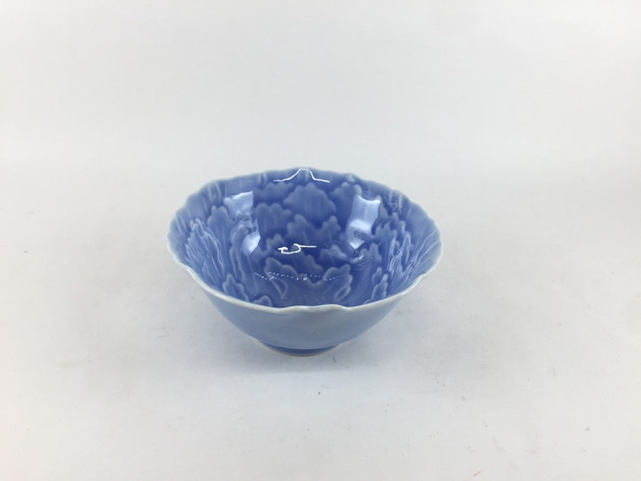 牡丹彫中付　薄ルリ　10cm　有田焼　(j.R)