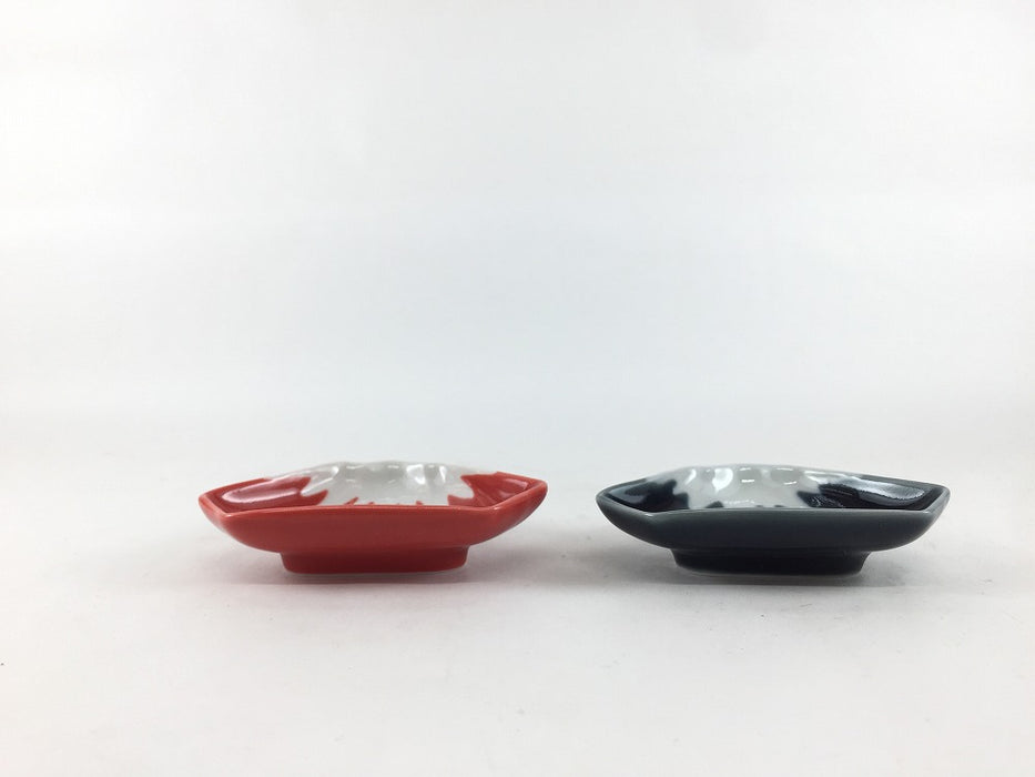 富士山型手塩皿　冠雪(赤/藍)　8cm　有田焼(j.R)