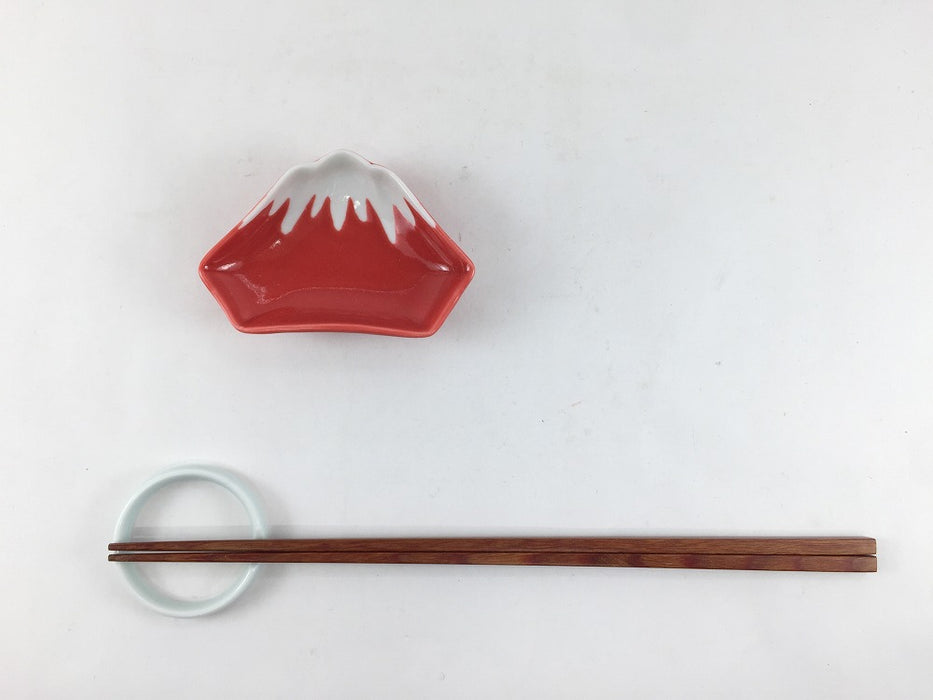 富士山型手塩皿　冠雪(赤/藍)　8cm　有田焼(j.R)