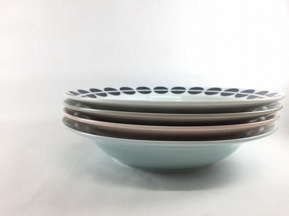 【SALE】25cmリムボウル　コインドット(ホワイト/グレー/ピンク/ブルー)　波佐見焼 【訳あり】