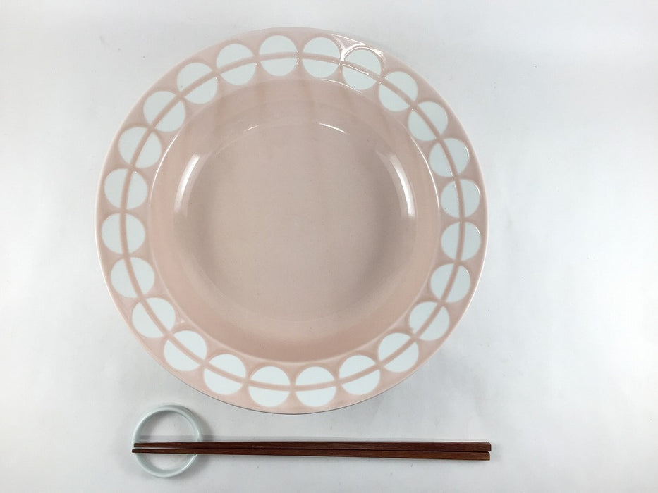 【SALE】25cmリムボウル　コインドット(ホワイト/グレー/ピンク/ブルー)　波佐見焼 【訳あり】