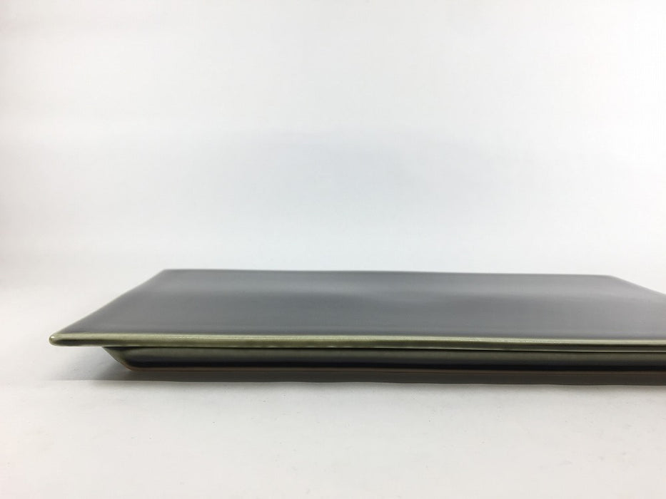 濃オリベ　24cm長角皿　三川内焼(j.R)