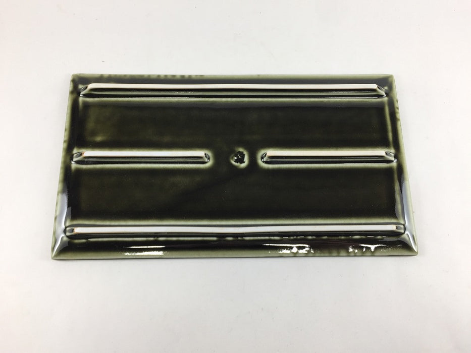 濃オリベ　24cm長角皿　三川内焼(j.R)